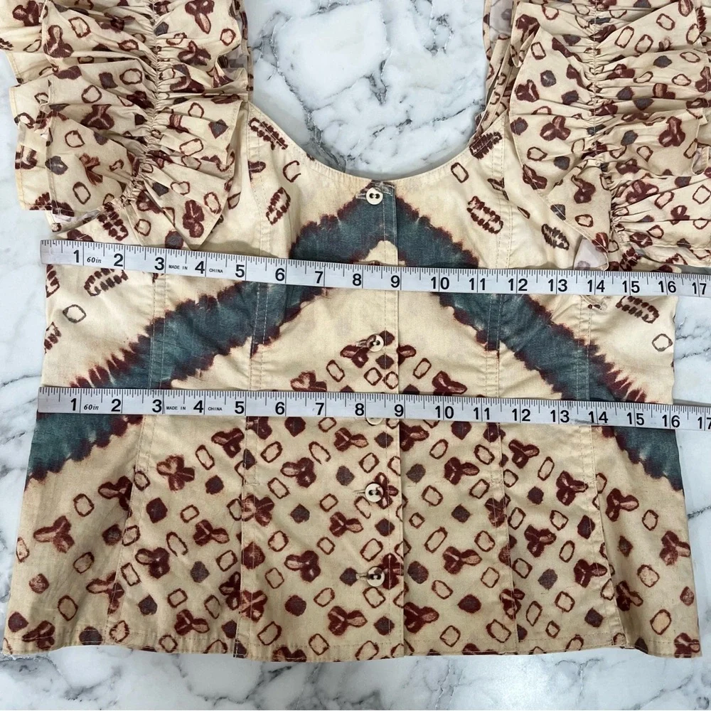 Ulla Johnson Milla Ruffled Button Up Corset Top Boho Western Coachella Size 4 - Picture 10 of 15